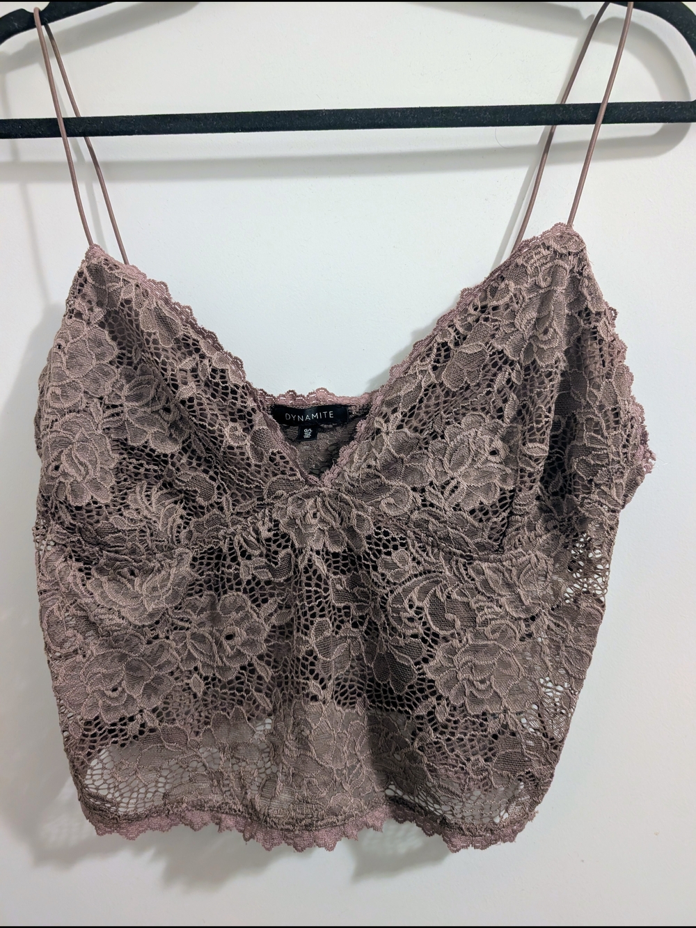 Dynamite Mauve Lace Crop Cami - Stretchy, Comfortable - Size L